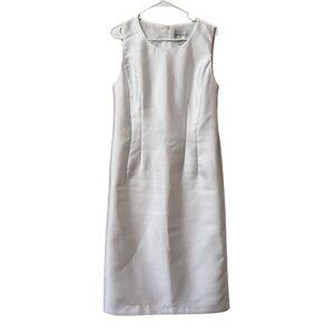 Lily& Taylor‎ New York Paris White Midi Dress Women Sz 10 Lined Zip Professional